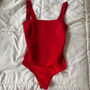 Lulus Red square neck bodysuit